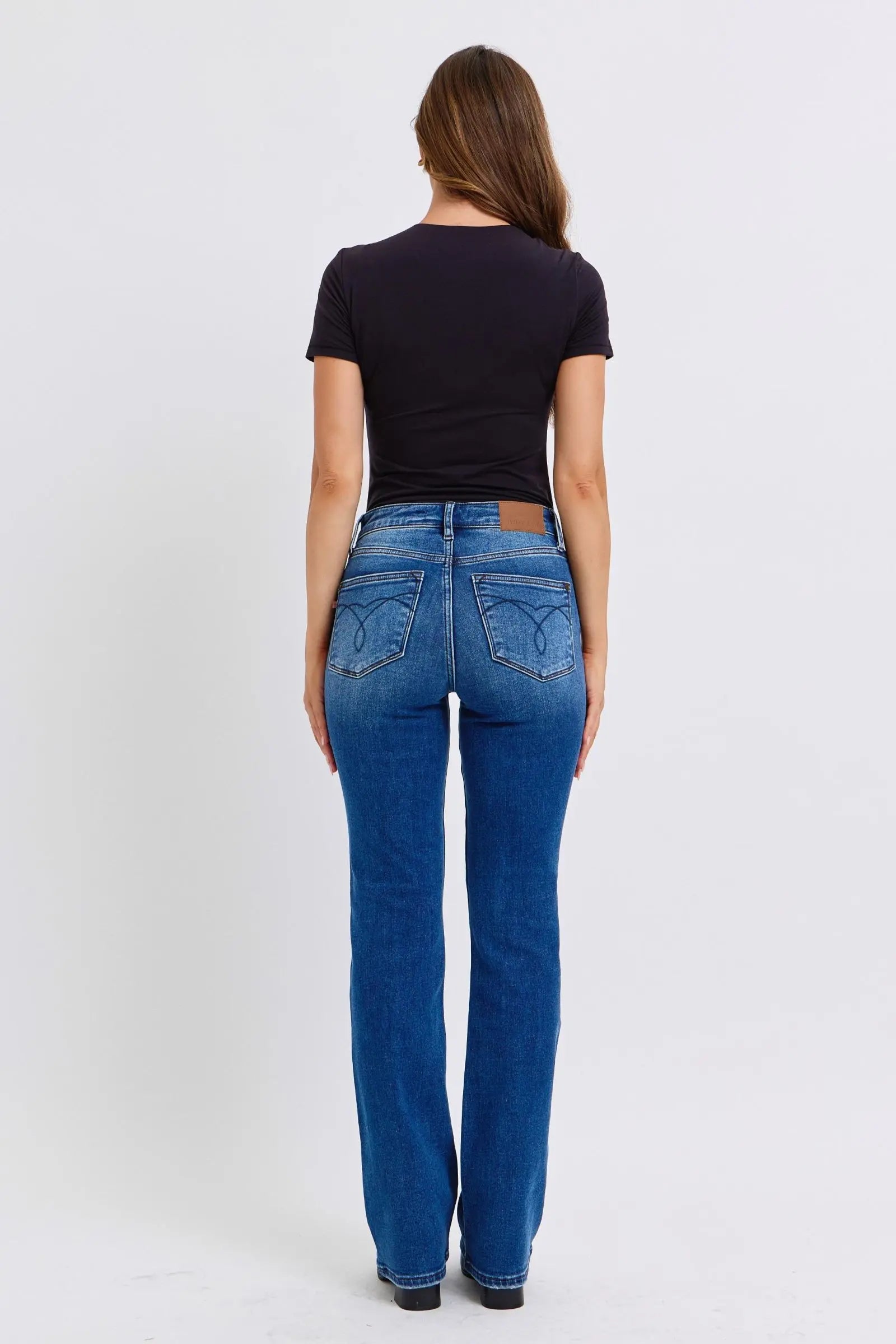 Judy Blue Full Size Run Mid-Rise Bootcut Jeans with Thermal Lining Trendsi