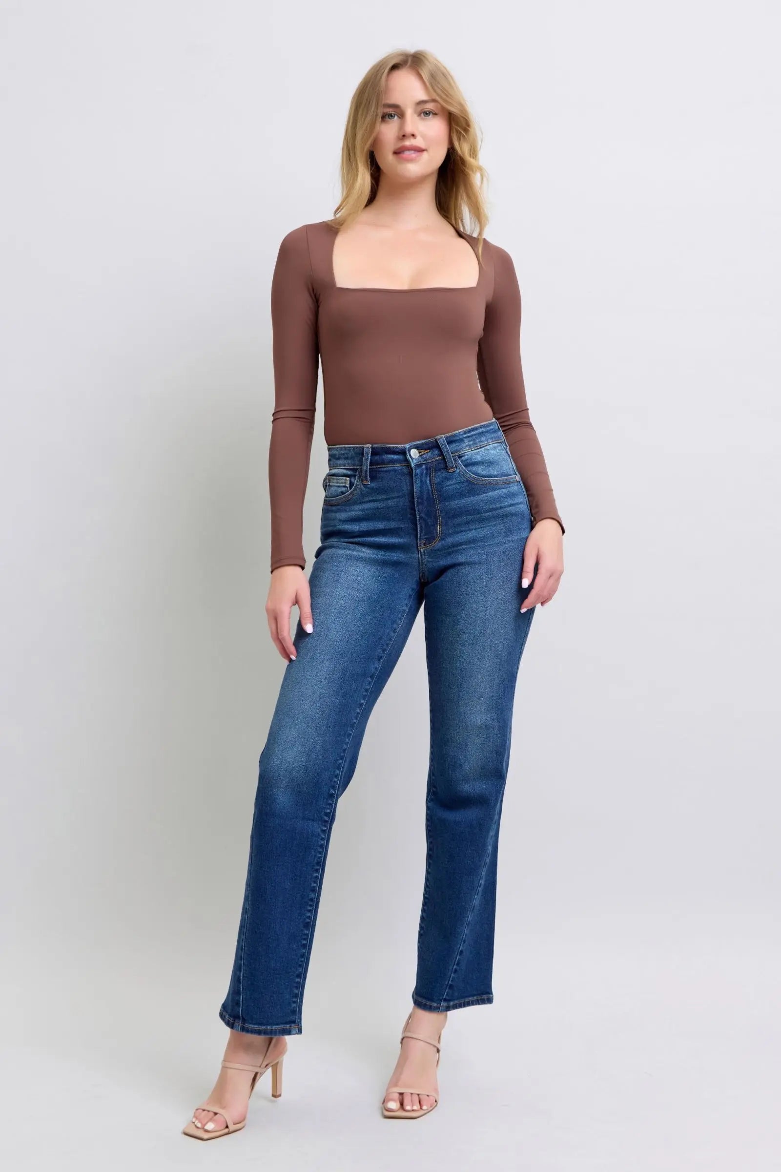 Judy Blue Full Size Side Seam Detail Straight Jeans with Pockets Trendsi