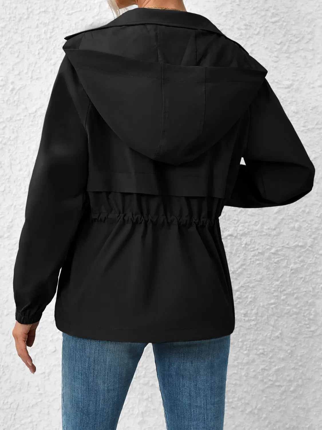 Ivy Lane Drawstring Zip Up Hooded Jacket Trendsi