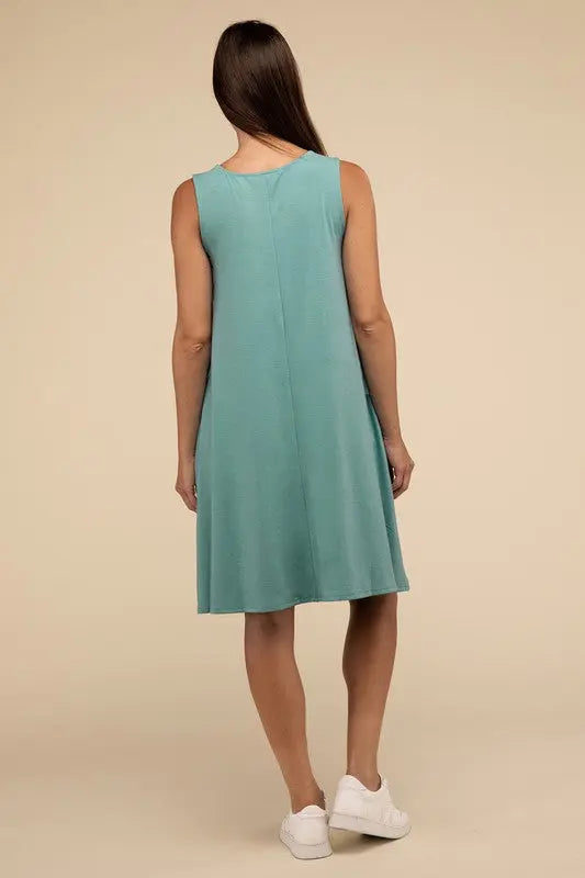 Sleeveless Flared Dress with Side Pockets ZENANA