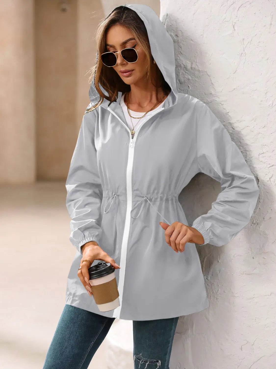 Ivy Lane Outdoor Waterproof Long Sleeve Hooded Windbreaker Trendsi