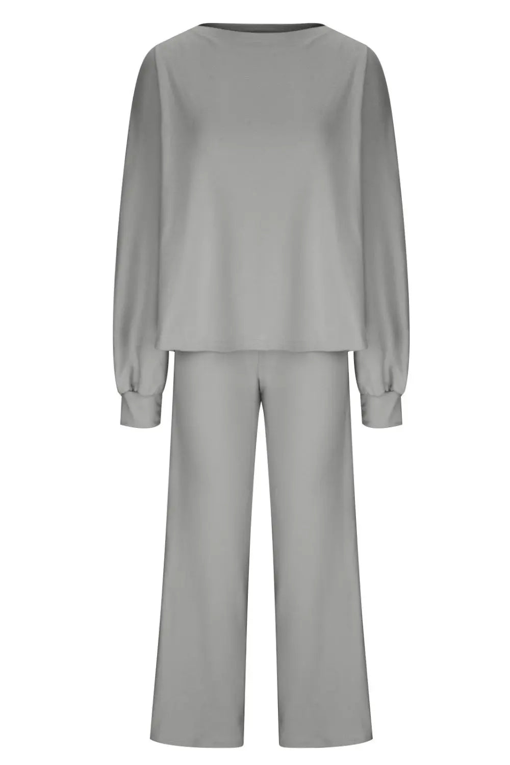 Round Neck Long Sleeve Top and Pants Set Trendsi