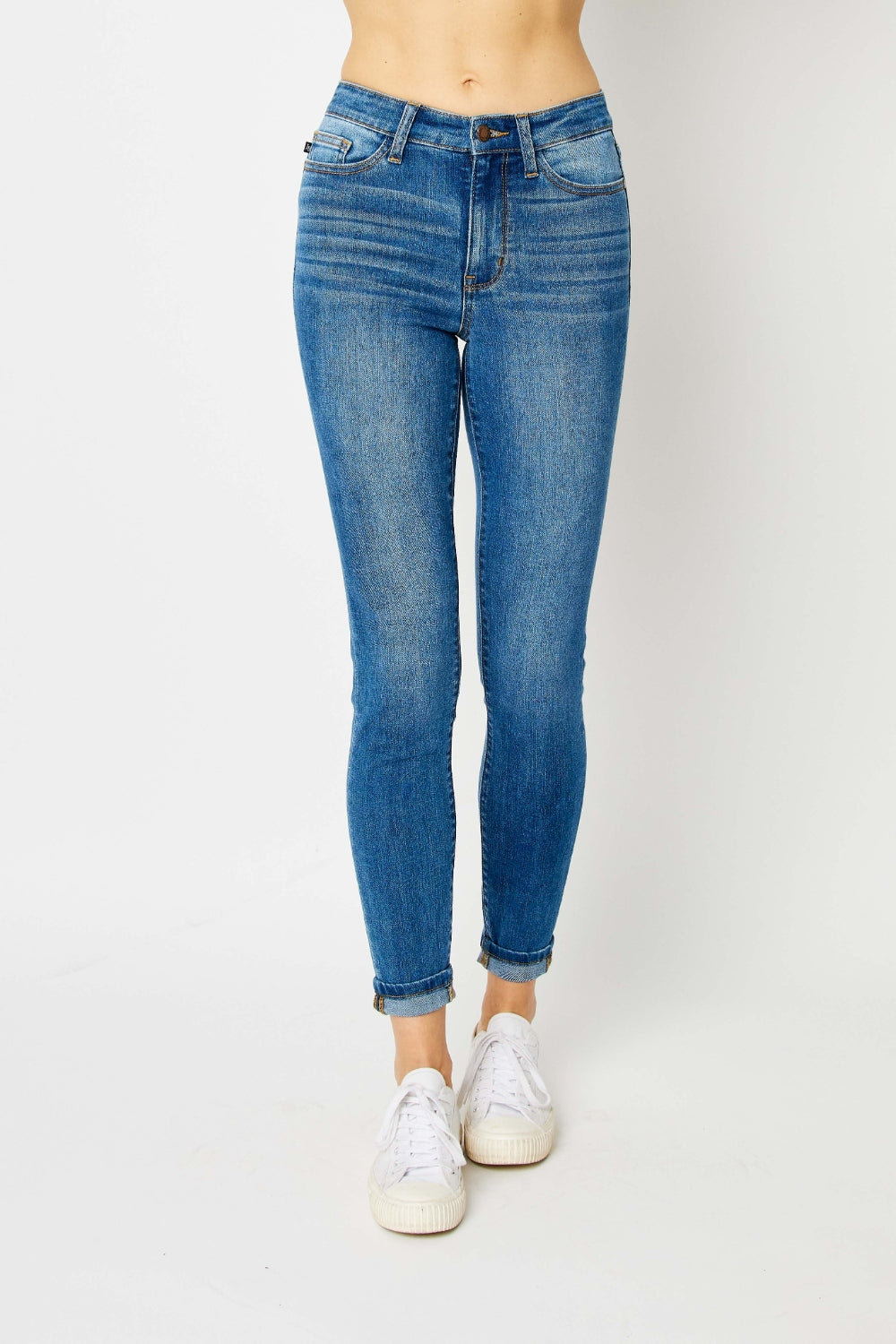 Judy Blue Full Size Cuffed Hem Skinny Jeans Trendsi