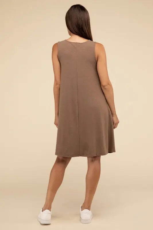 Sleeveless Flared Dress with Side Pockets ZENANA