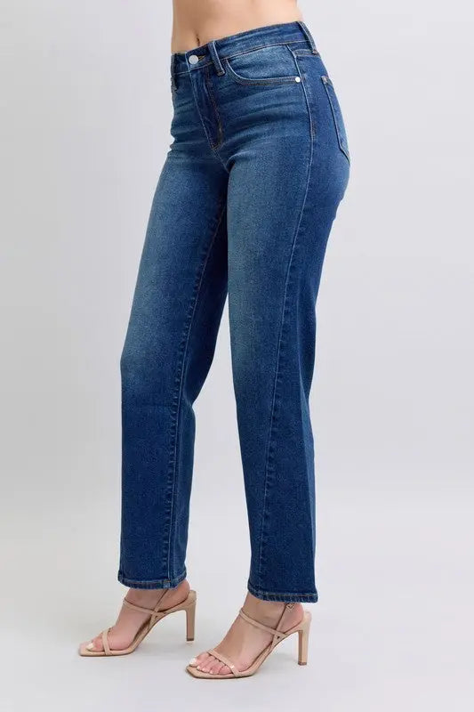 Judy Blue Full Size Side Seam Detail Straight Jeans with Pockets Trendsi