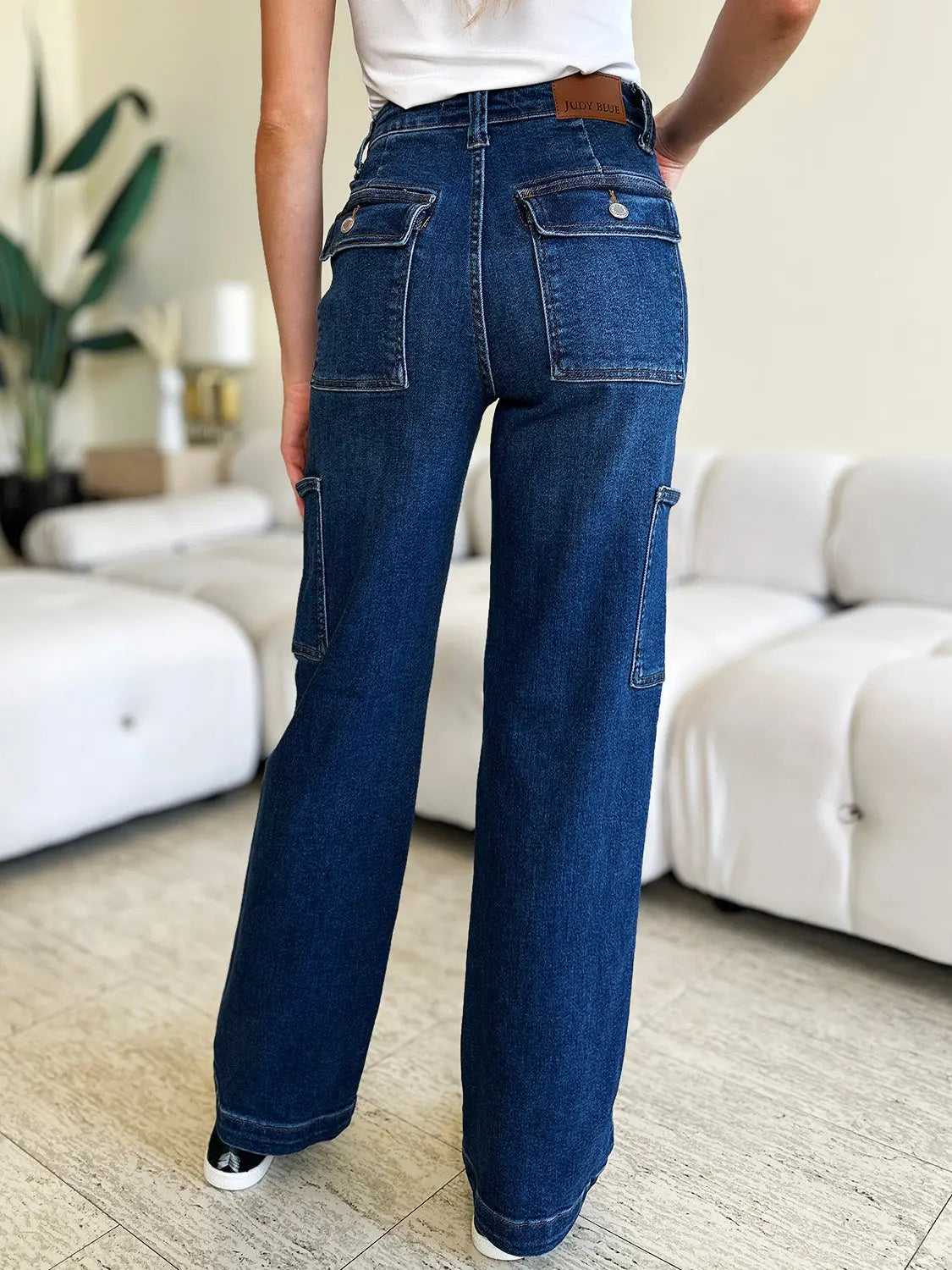 Judy Blue Full Size High Waist Straight Cargo Jeans - Pure Serenity DBA