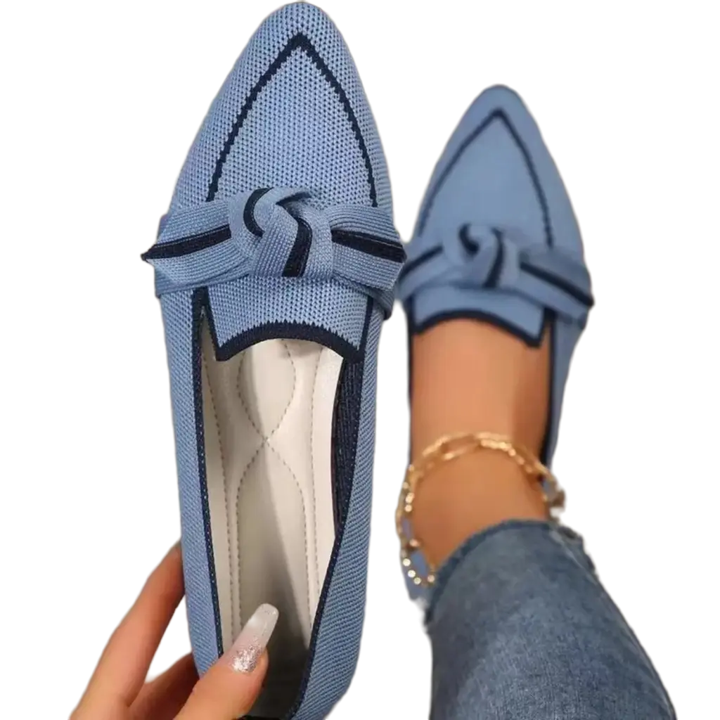 Bow Contrast Trim Pointed Toe Loafers Trendsi