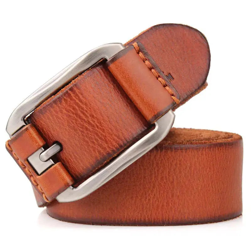 Hangzhou Qigang Trading Co Accessories Khaki / 105 to 125CM Casual Pidai Pin Buckle Leather Belts for Men