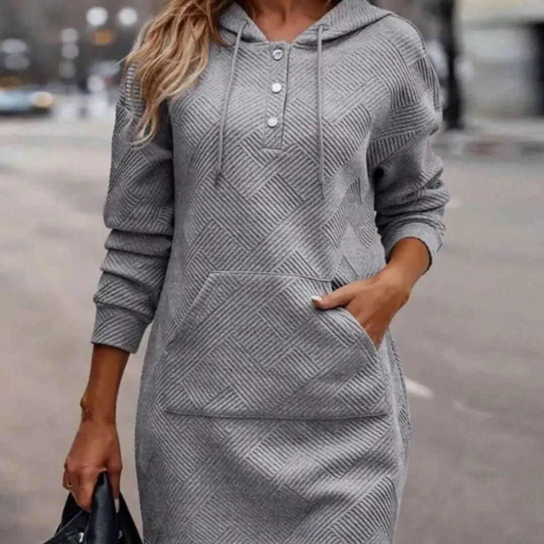 Hangzhou Qigang Trading Co Casual Wear Women's Plaid Mid-Length Hooded Sweater