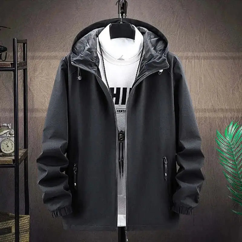 Hangzhou Qigang Trading Co Coats & Jackets Black / 3XL Men's Spring And Autumn Solid Color Hooded Jacket