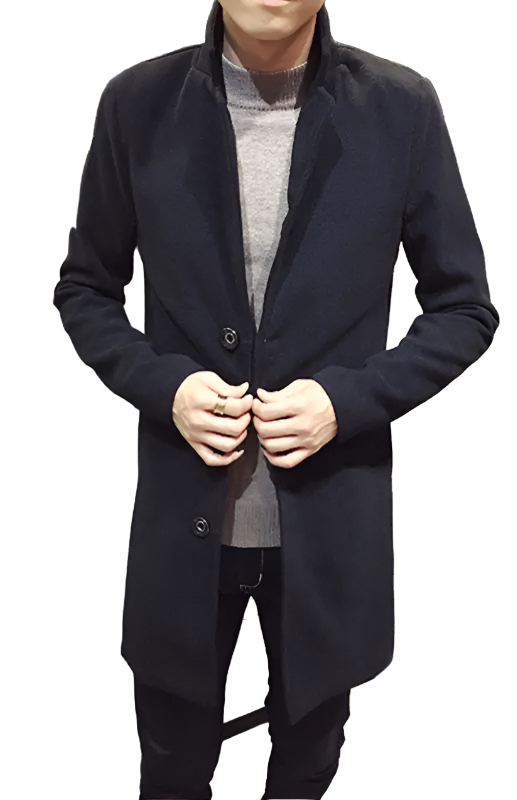 Men's Long Woolen Coat - Pure Serenity DBA