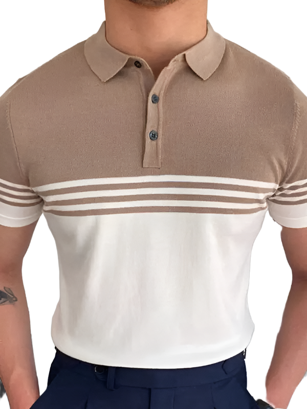 New Knitwear Short-sleeved color-blocking business Polo shirt - Pure Serenity DBA