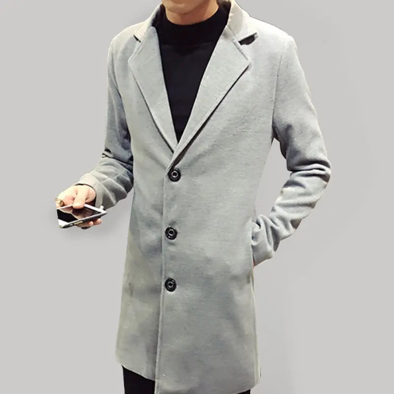 Men's Long Woolen Coat kakaclo