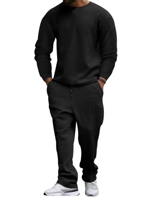 Men's new long-sleeved trousers round-neck casual suit kakaclo