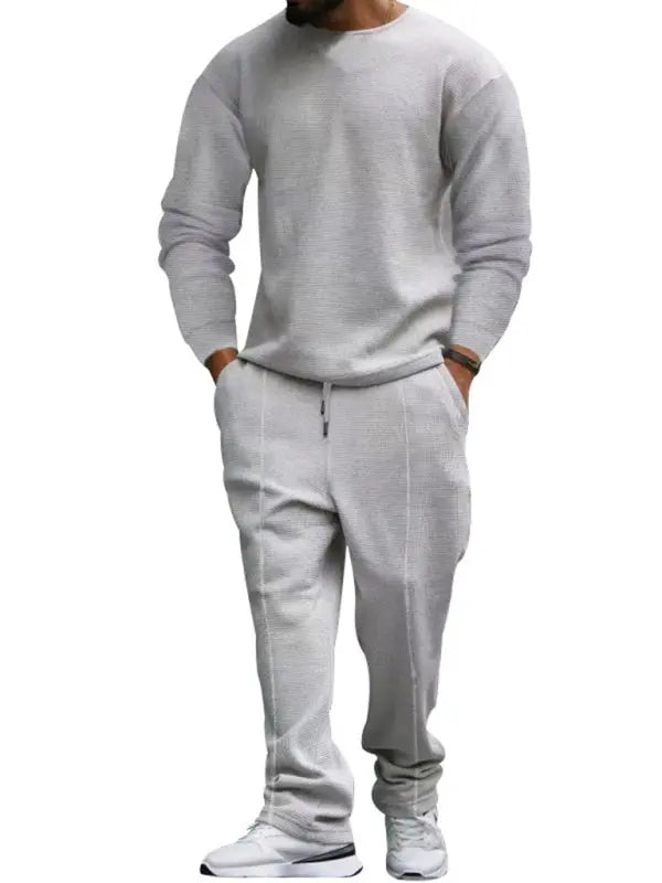 Men's new long-sleeved trousers round-neck casual suit kakaclo