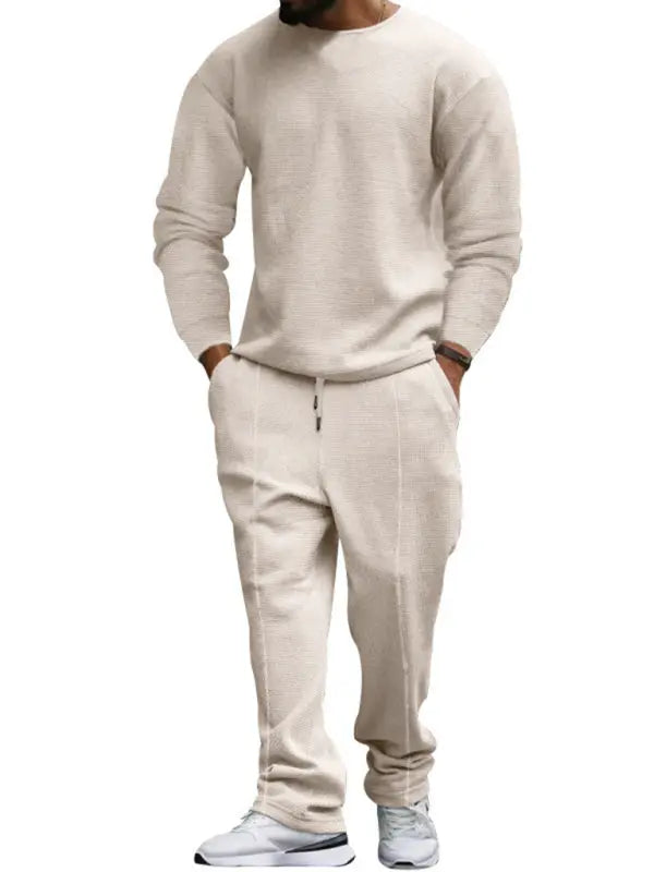 Men's new long-sleeved trousers round-neck casual suit kakaclo