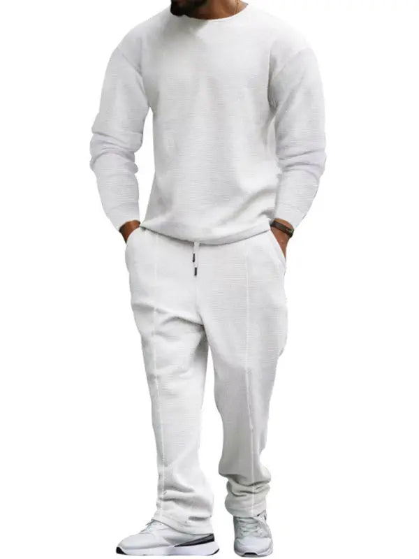 Men's new long-sleeved trousers round-neck casual suit kakaclo