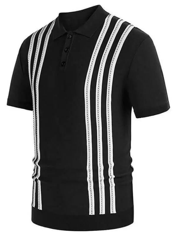 kakaclo Men's Striped Light Business Casual POLO Shirt