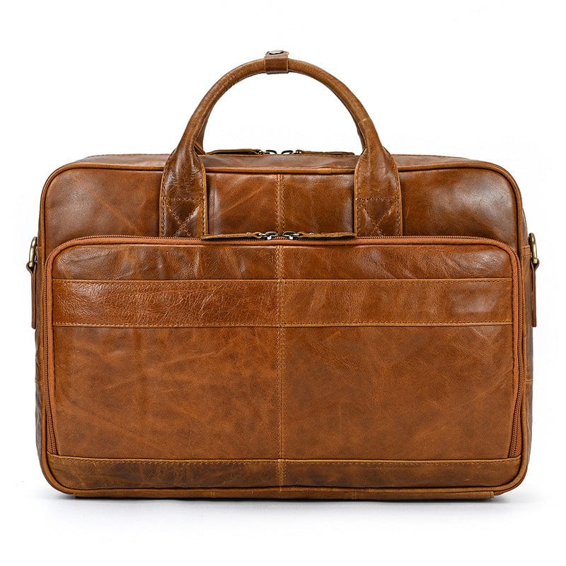 Pure Serenity DBA 3319 Brown Men's Leather Briefcase Vintage Business One-shoulder Crossbody Bag