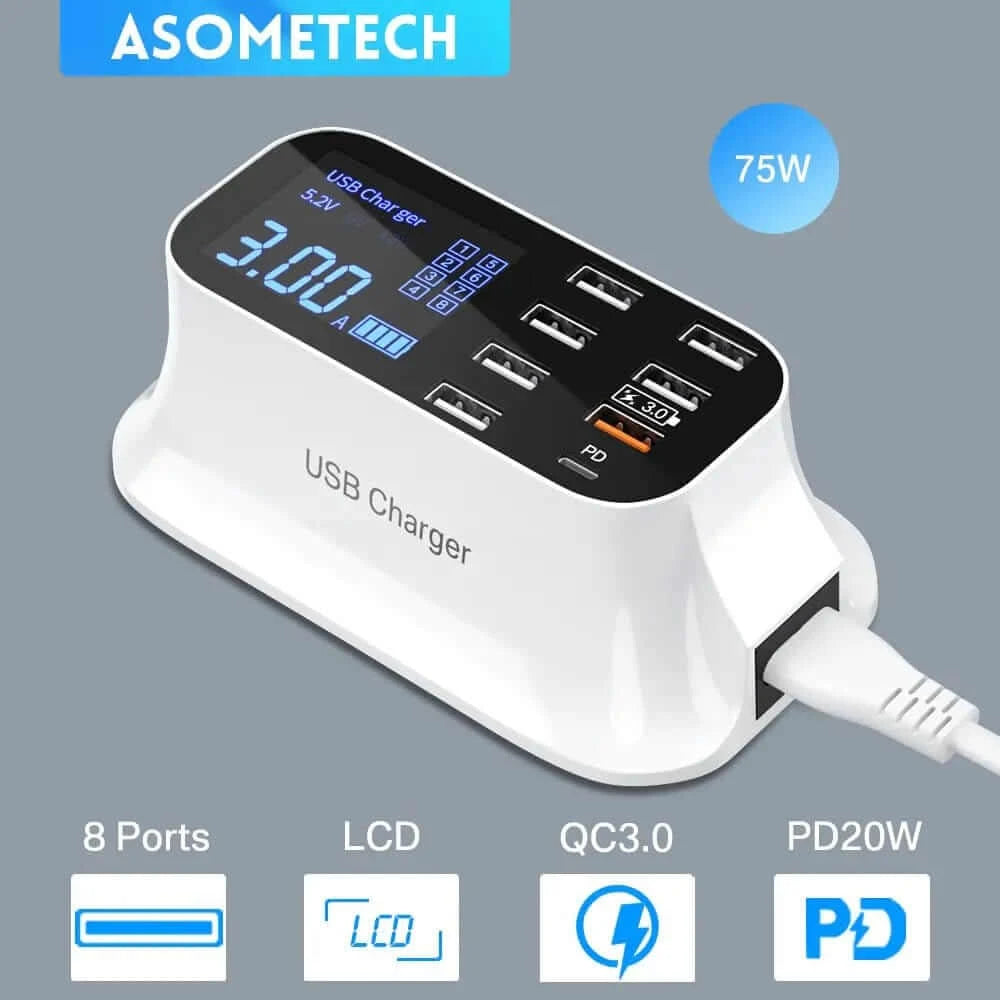 Pure Serenity DBA 8/4-Port LED Display USB Charger