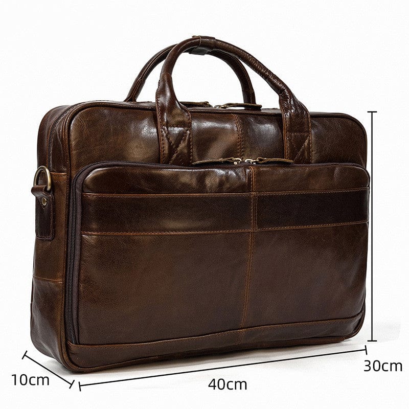 Pure Serenity DBA Men's Leather Briefcase Vintage Business One-shoulder Crossbody Bag