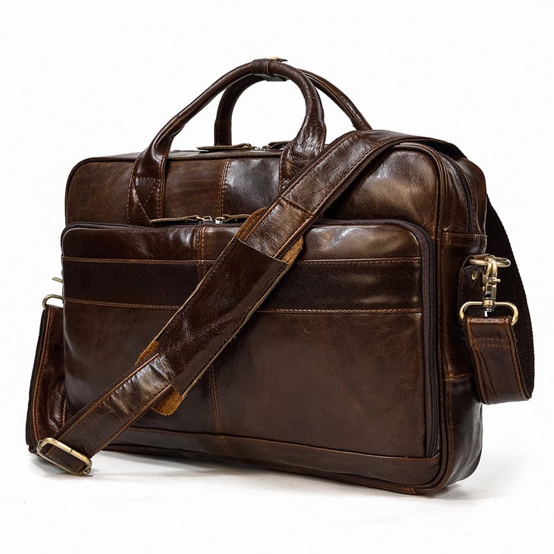 Pure Serenity DBA Men's Leather Briefcase Vintage Business One-shoulder Crossbody Bag