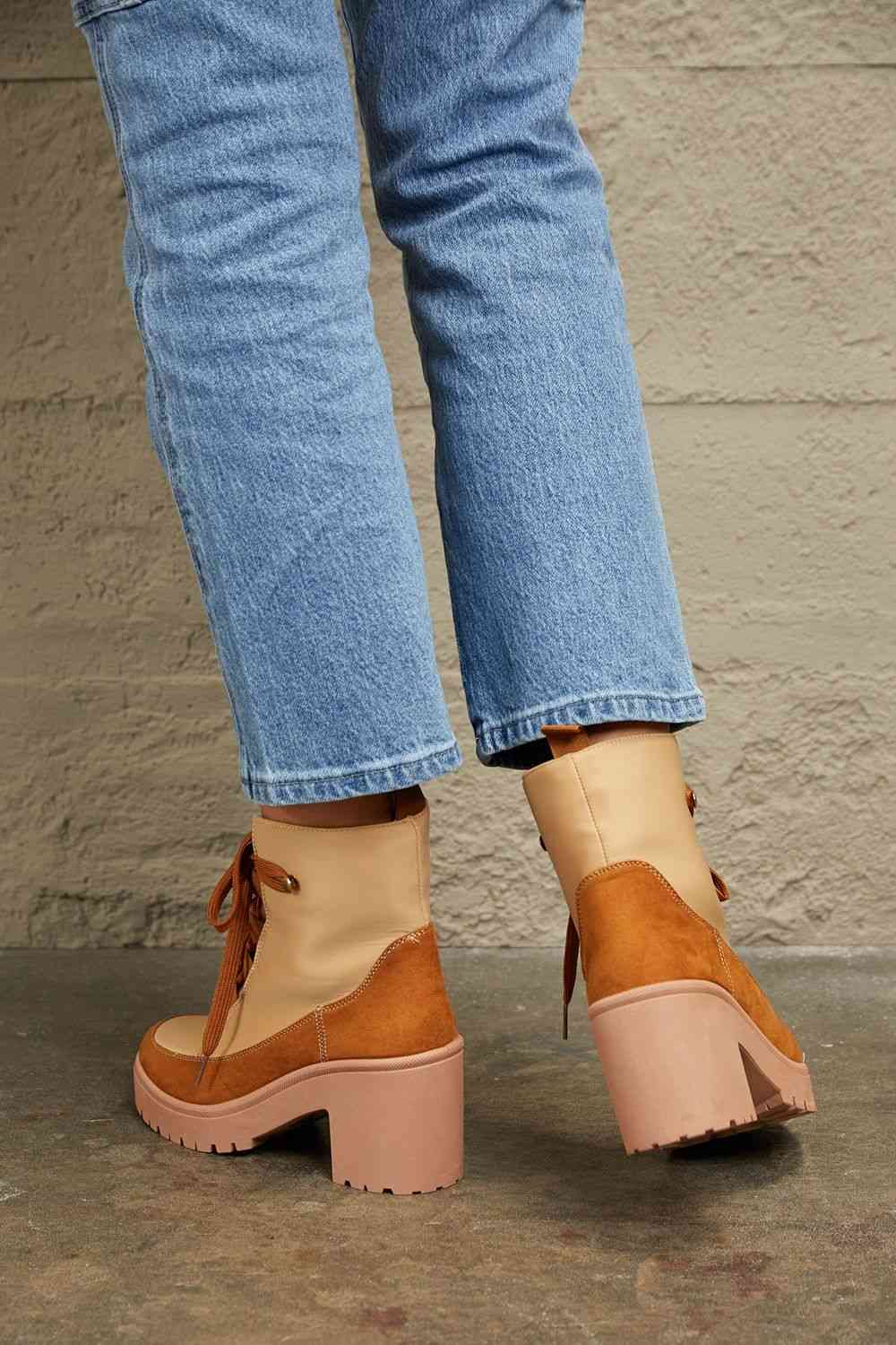 Trendsi Footwear East Lion Corp Lace Up Lug Booties