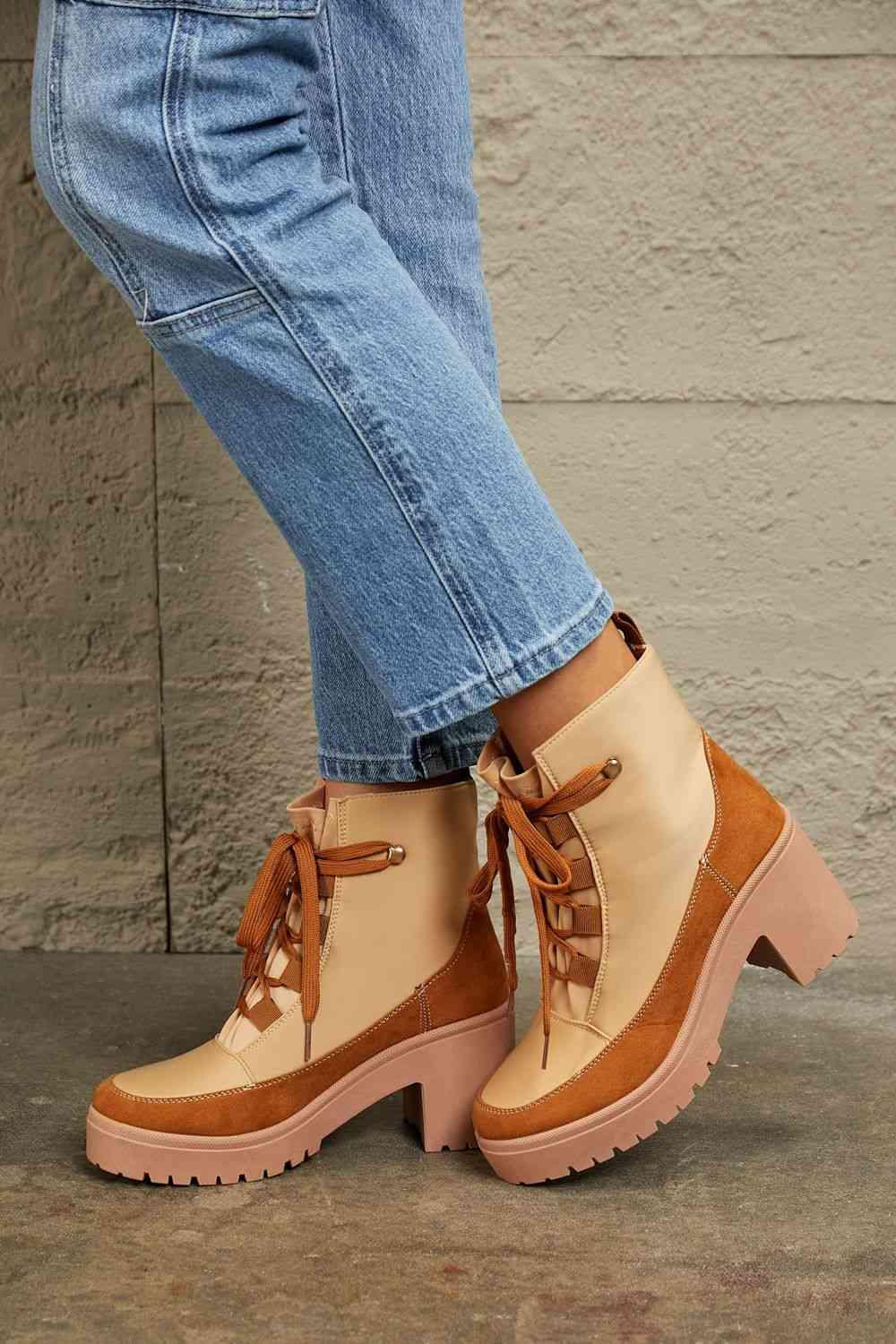 Trendsi Footwear East Lion Corp Lace Up Lug Booties