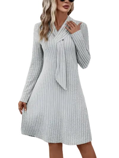 Ribbed Long Sleeve Sweater Dress Trendsi