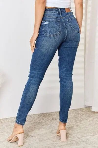 Trendsi Judy Blue Full Size High Waist Distressed Slim Jeans