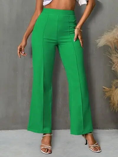 Trendsi Mid Green / S High Waist Straight Pants