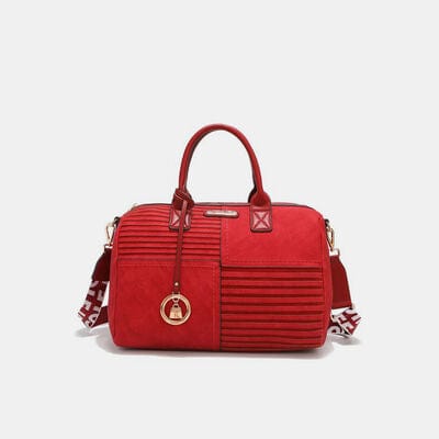 Trendsi RED / One Size Nicole Lee USA Scallop Stitched Boston Bag