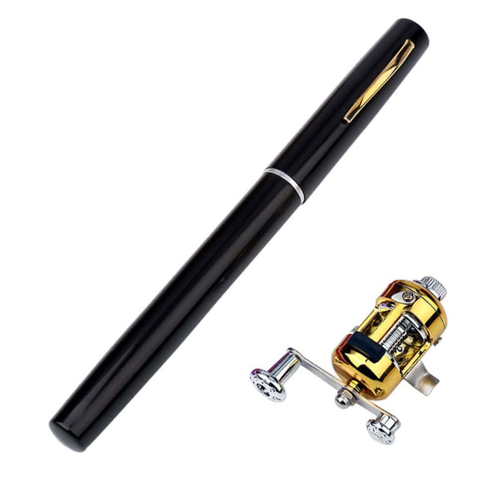 Wefulfill Pen Fishing Rod Black Mini Portable Pocket Pen Telescopic Fishing Rod Kit