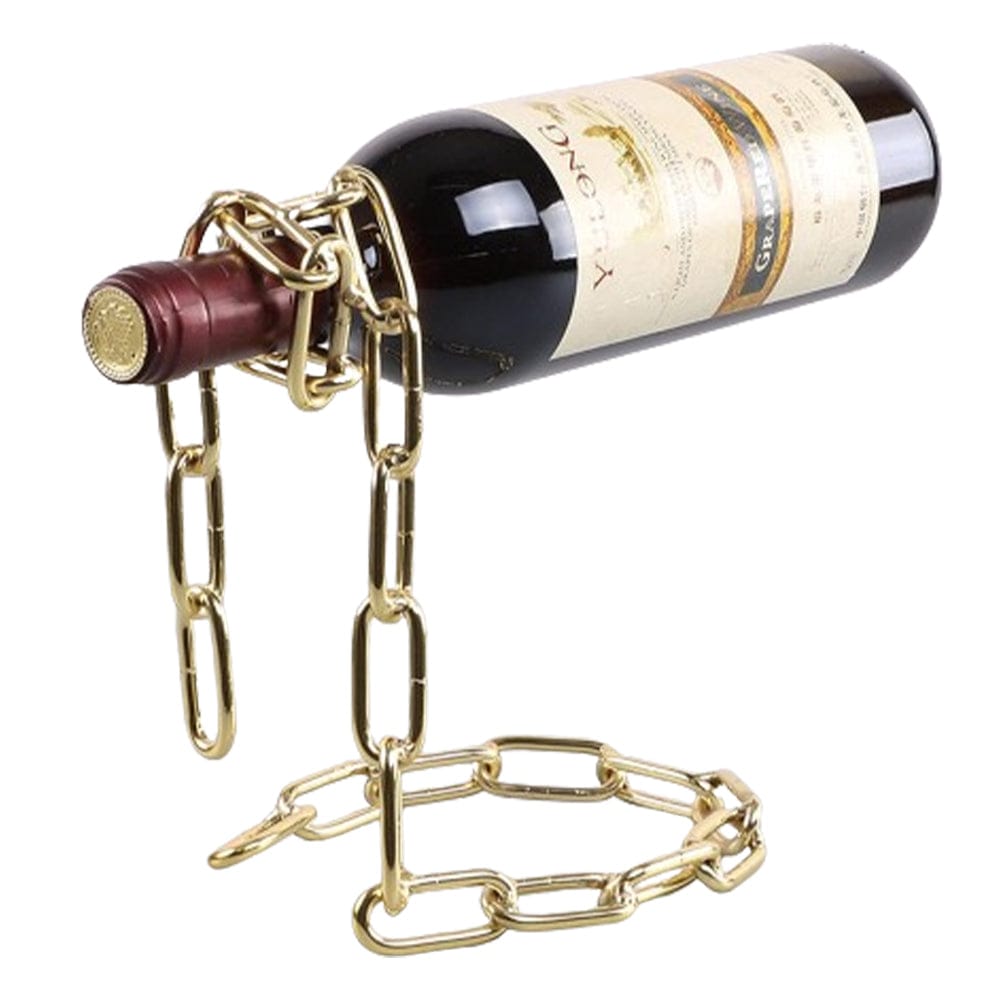 Wefulfill Wine Bottle Holder Magic Floating Wine Bottle Holder Unique Link Chain Rack for Airborne Bottle Display