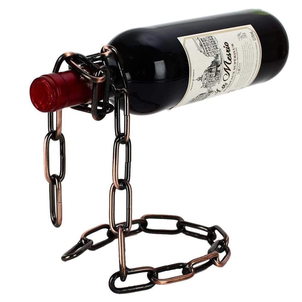 Wefulfill Wine Bottle Holder Magic Floating Wine Bottle Holder Unique Link Chain Rack for Airborne Bottle Display