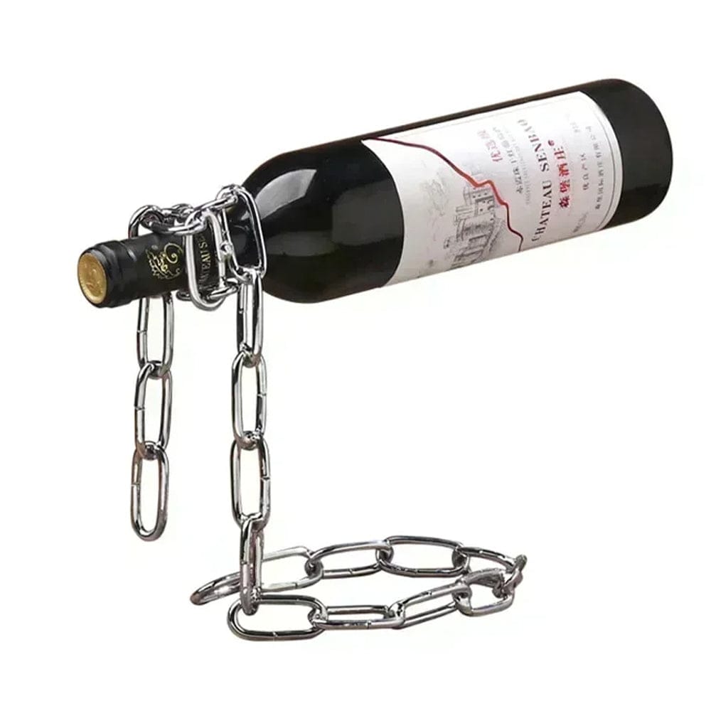 Wefulfill Wine Bottle Holder Magic Floating Wine Bottle Holder Unique Link Chain Rack for Airborne Bottle Display