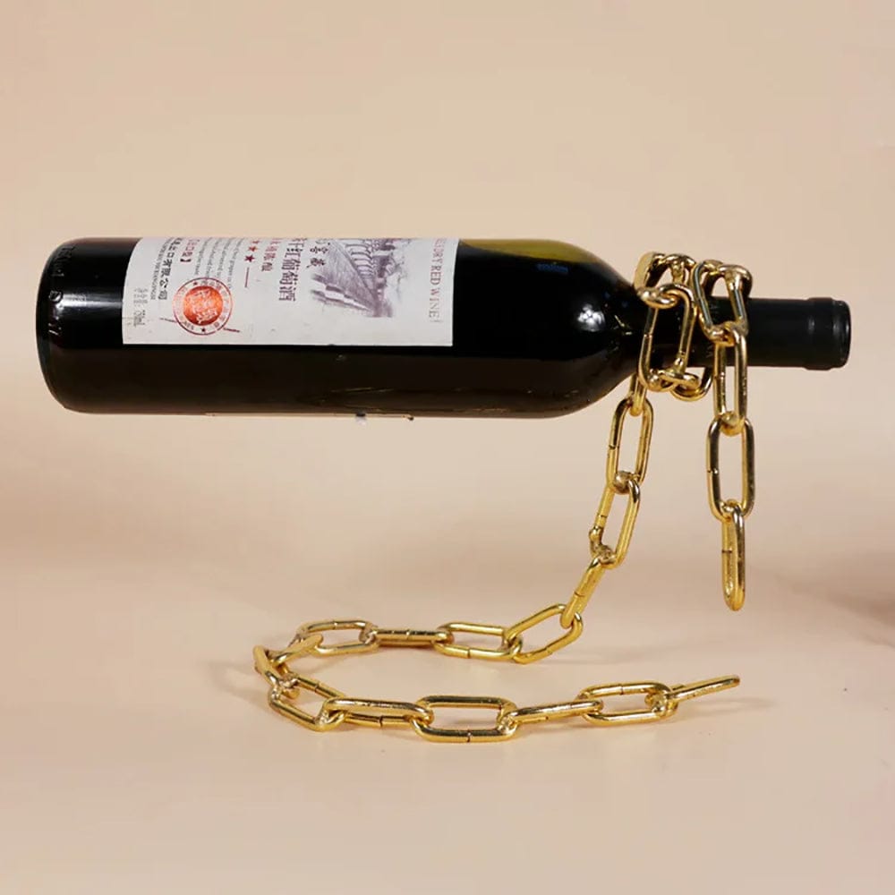 Wefulfill Wine Bottle Holder Magic Floating Wine Bottle Holder Unique Link Chain Rack for Airborne Bottle Display