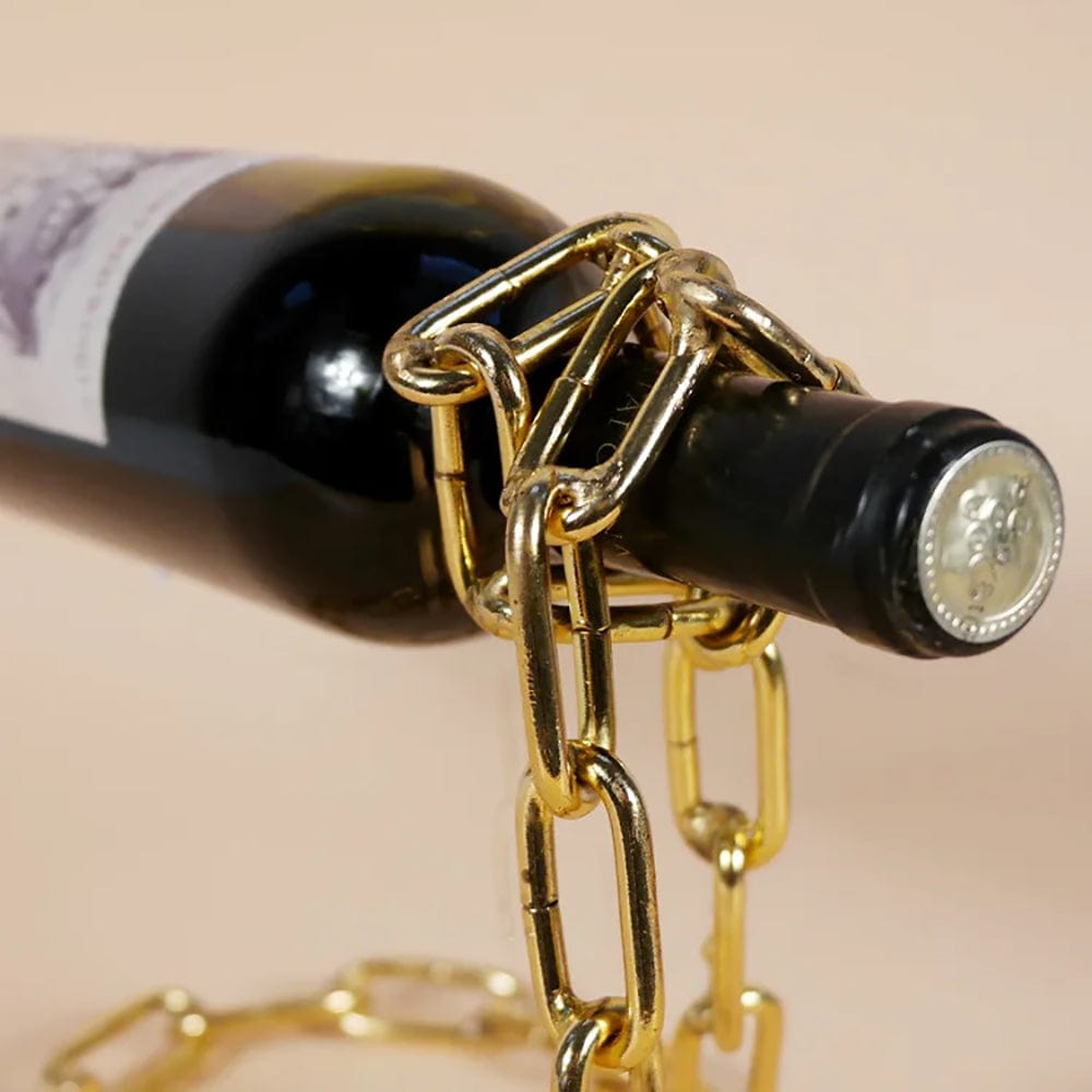 Wefulfill Wine Bottle Holder Magic Floating Wine Bottle Holder Unique Link Chain Rack for Airborne Bottle Display