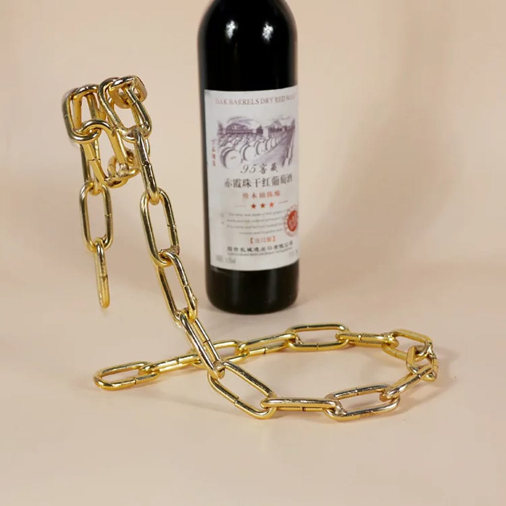 Wefulfill Wine Bottle Holder Magic Floating Wine Bottle Holder Unique Link Chain Rack for Airborne Bottle Display