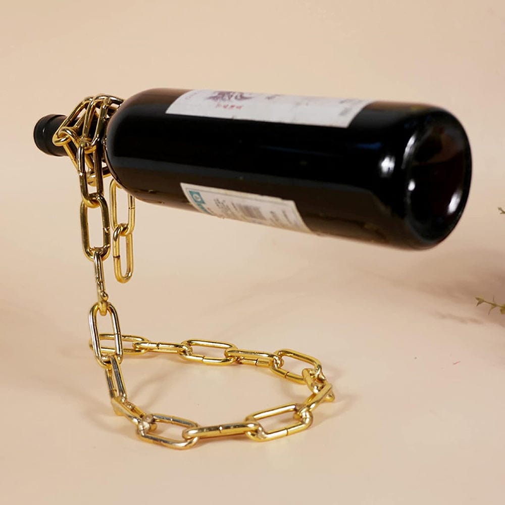 Wefulfill Wine Bottle Holder Magic Floating Wine Bottle Holder Unique Link Chain Rack for Airborne Bottle Display