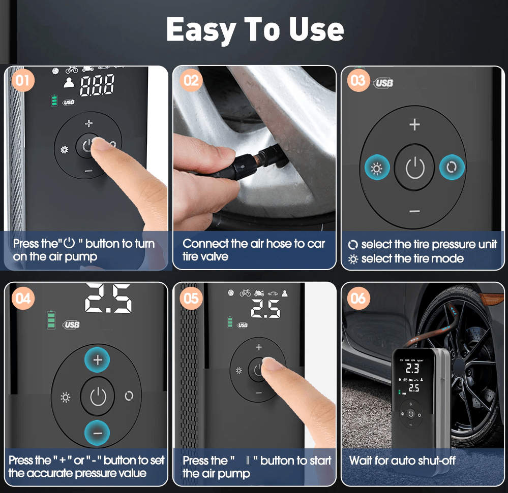 ZenDrop Fulfillment Black 2 / 8.4V Portable Electric Tire Inflator