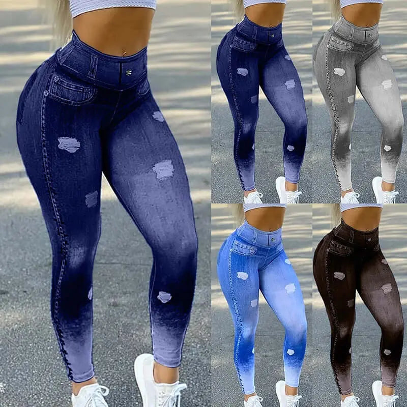 ZenDrop Fulfillment Faux Denim Jean Leggings