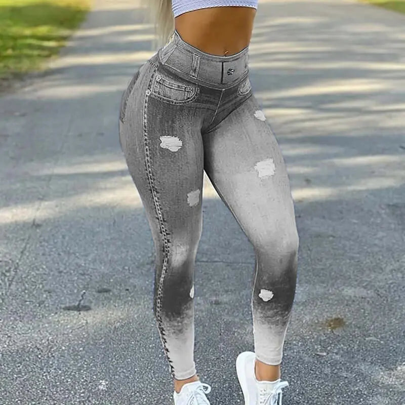 ZenDrop Fulfillment Faux Denim Jean Leggings