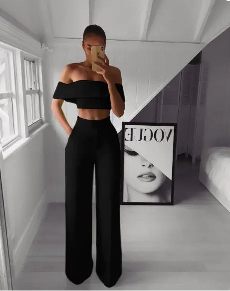 Cropped Top + Long Trousers Set Pure Serenity DBA